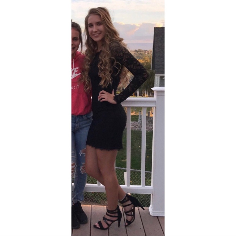 Black long sleeved lace dress